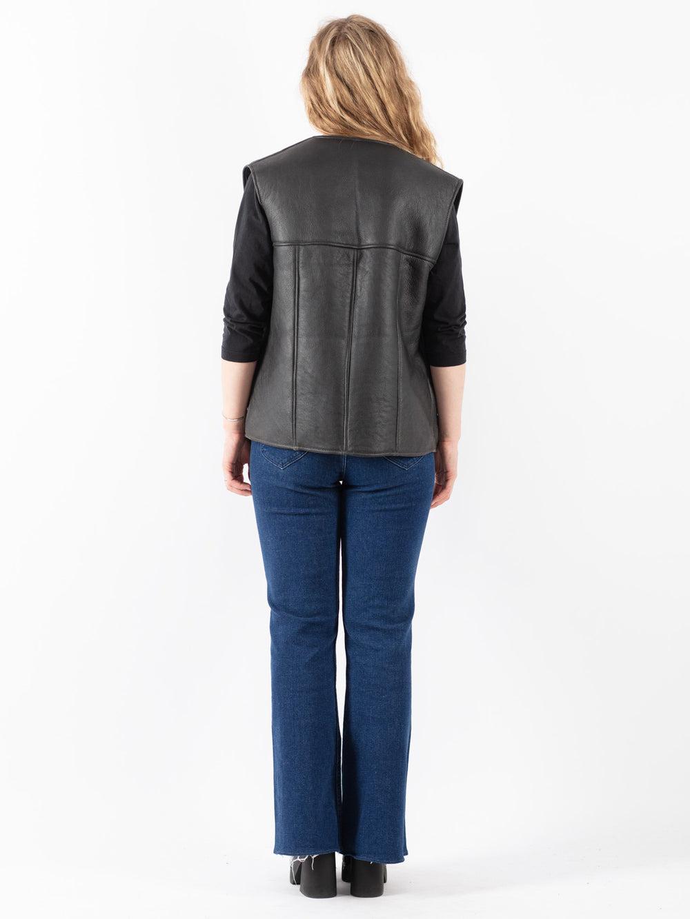 Vintage 70's Women Sheepskin Vest in Gray