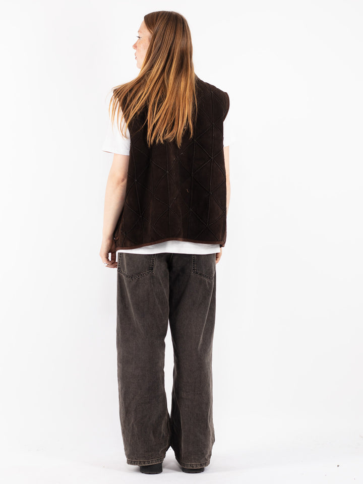 Vintage 70's Women Sheepskin Vest in Brown