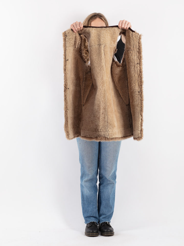 Vintage 70's Women Sheepskin Vest in BrownV9128