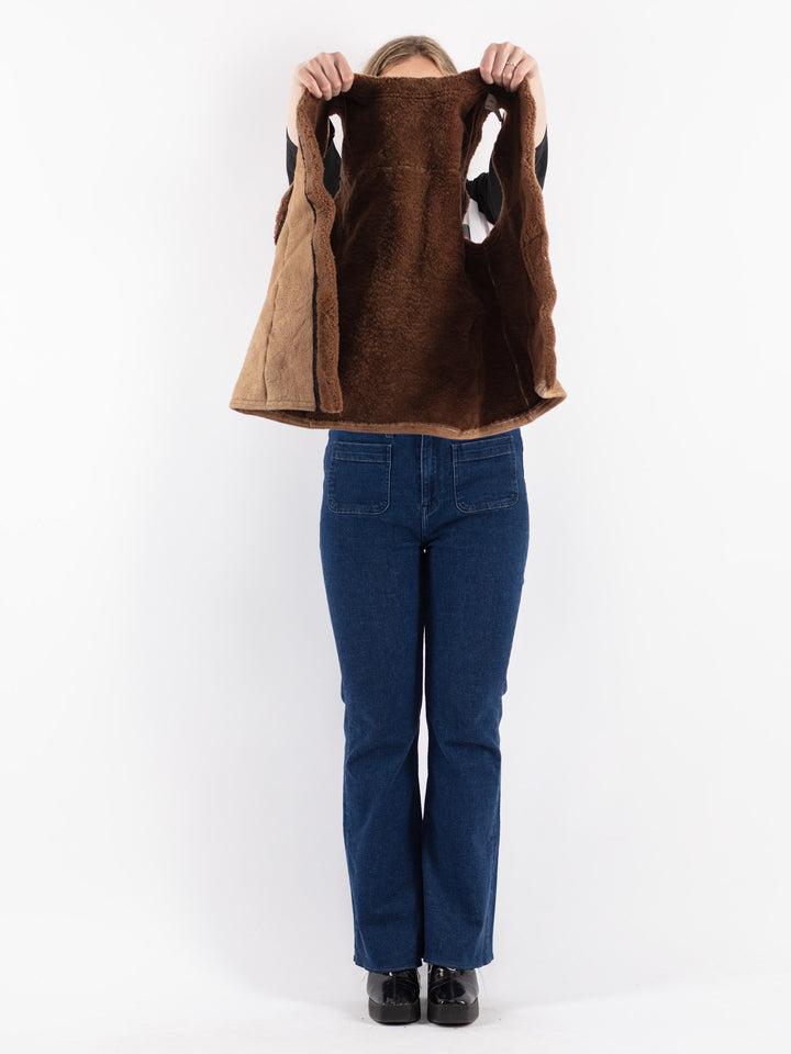 Vintage 70's Women Sheepskin Vest in Beige