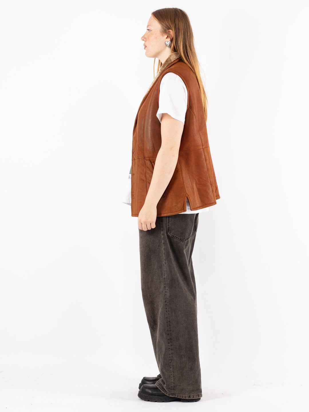 Vintage 70's Women Sheepskin Vest in Brown