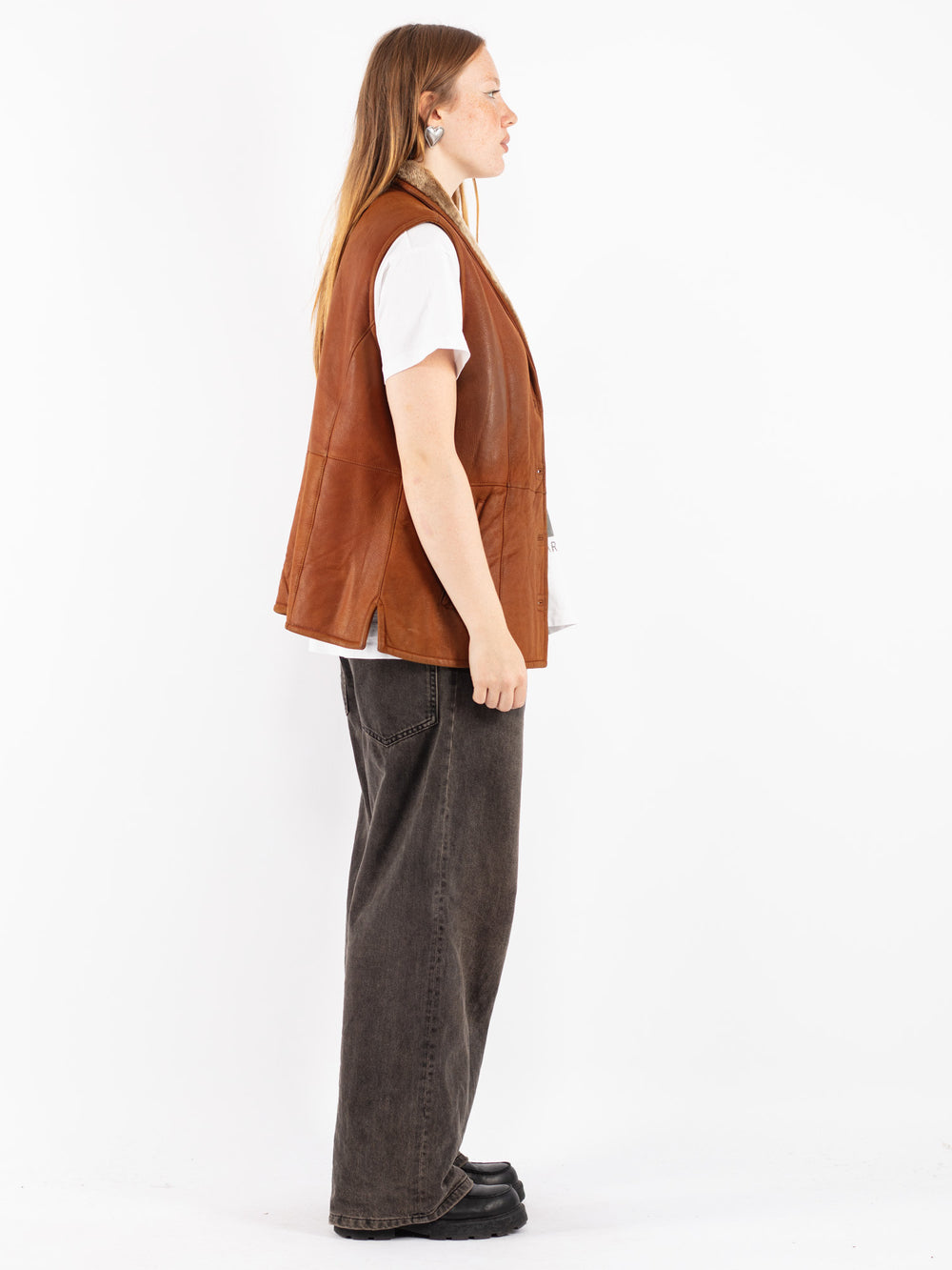 Vintage 70's Women Sheepskin Vest in Brown