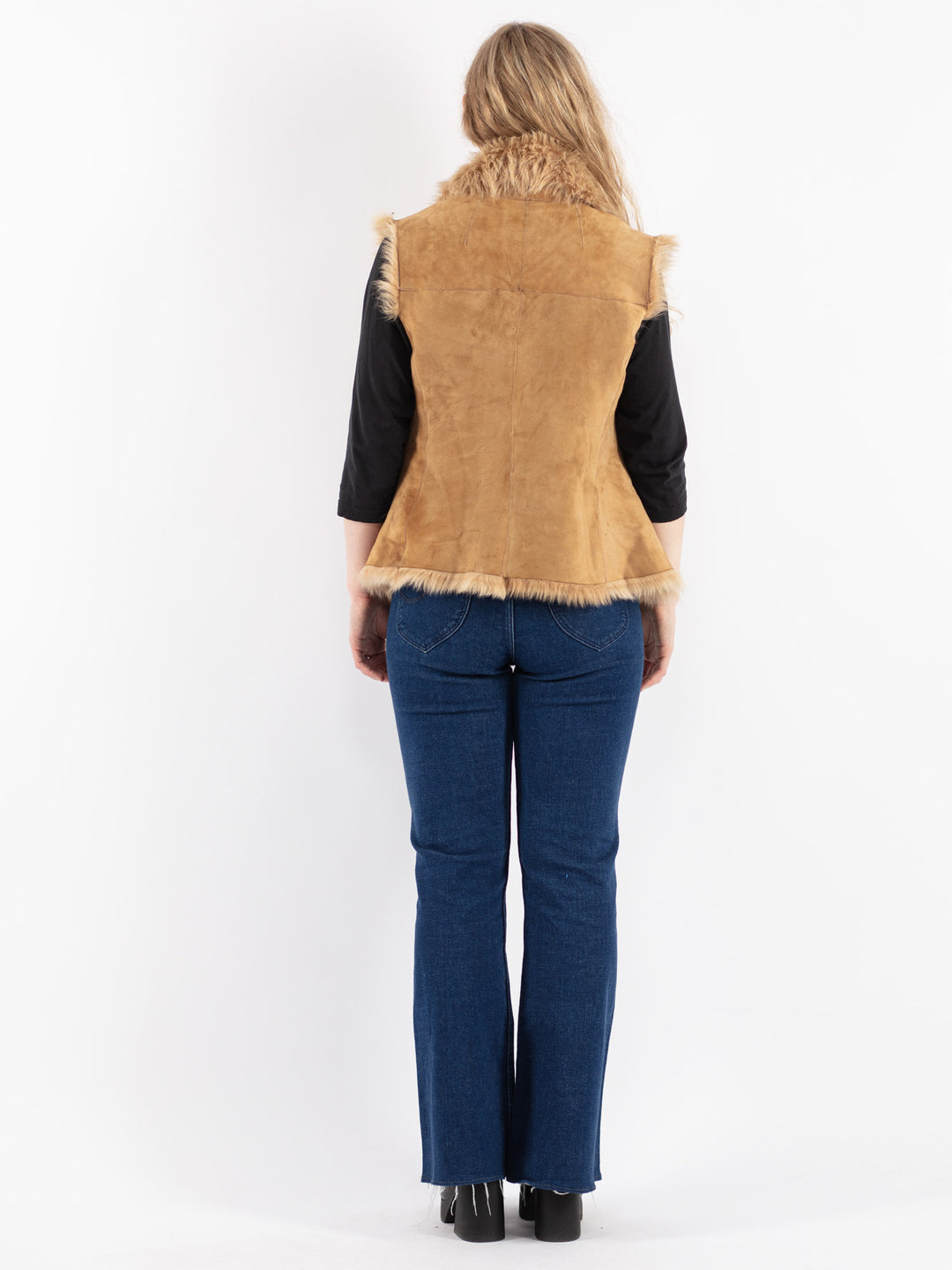 Vintage 70's Women Sheepskin Vest in Beige