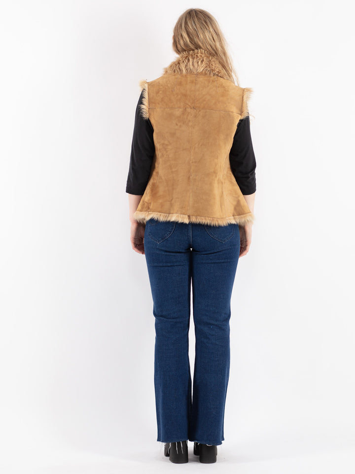 Vintage 70's Women Sheepskin Vest in Beige