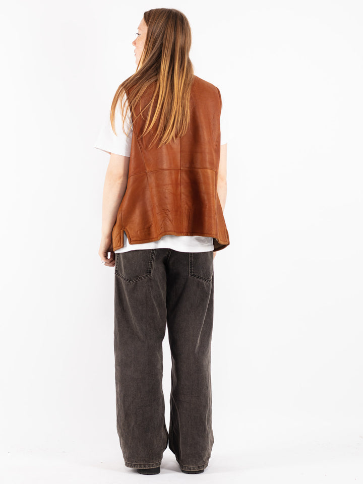 Vintage 70's Women Sheepskin Vest in Brown