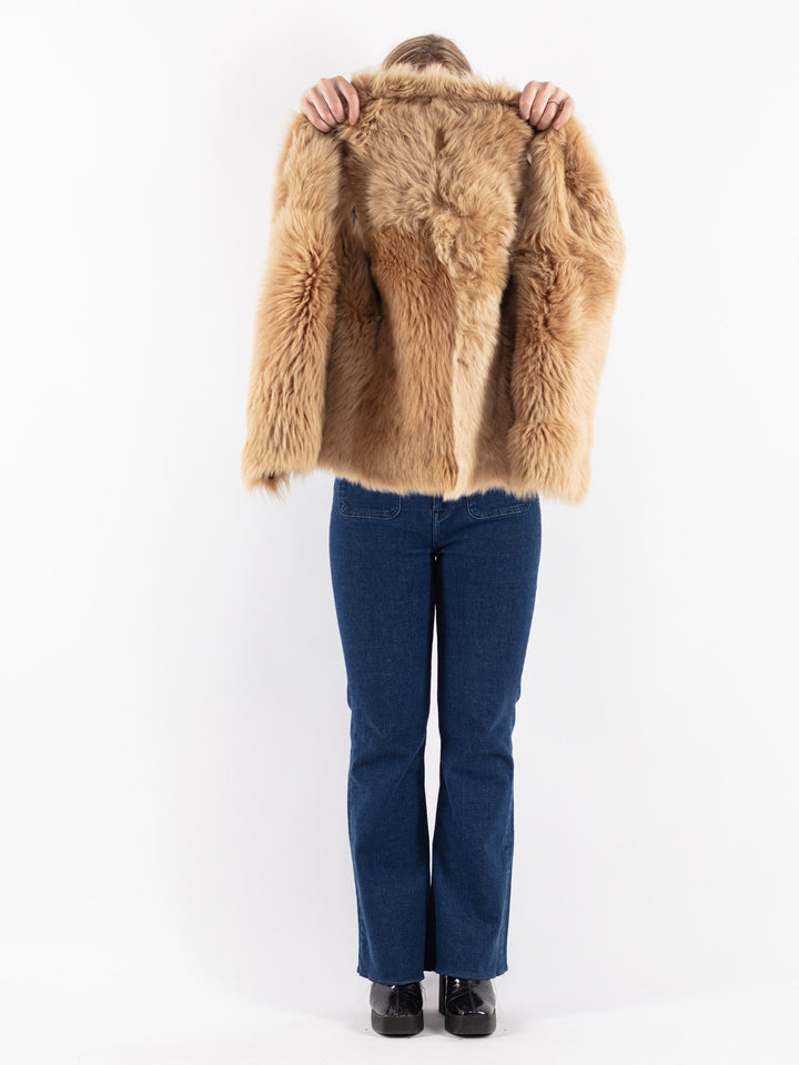 Vintage 70's Women Sheepskin Vest in Beige