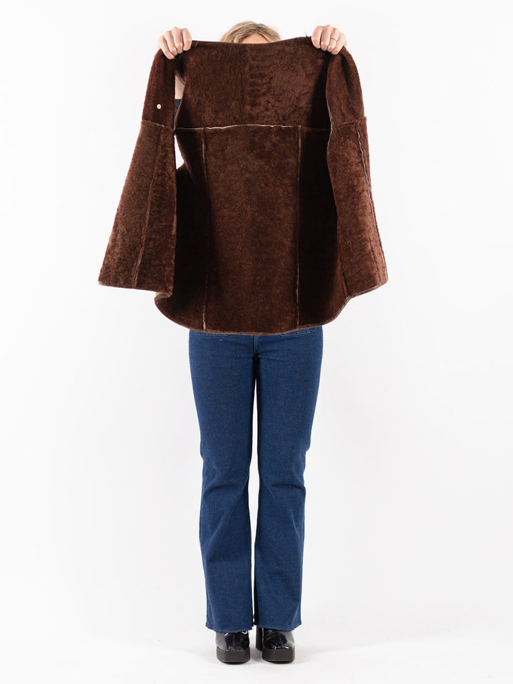 Vintage 70's Women Sheepskin Vest in Beige