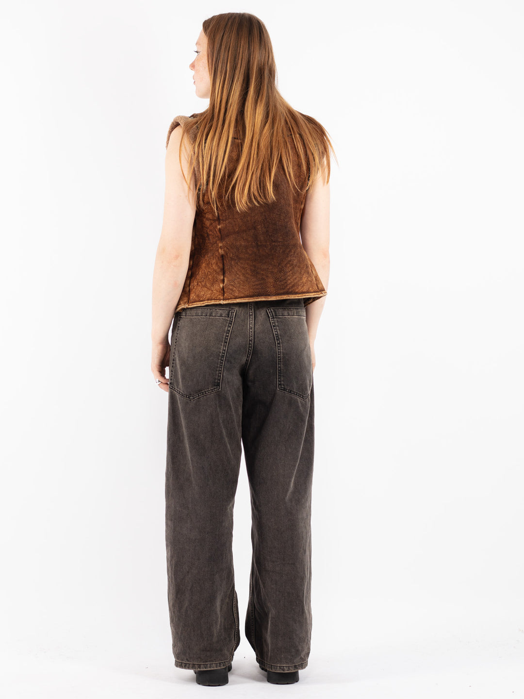 Vintage 70's Women Sheepskin Vest in Brown