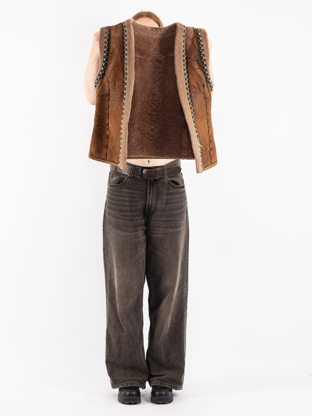 Vintage 70's Women Sheepskin Vest in Brown
