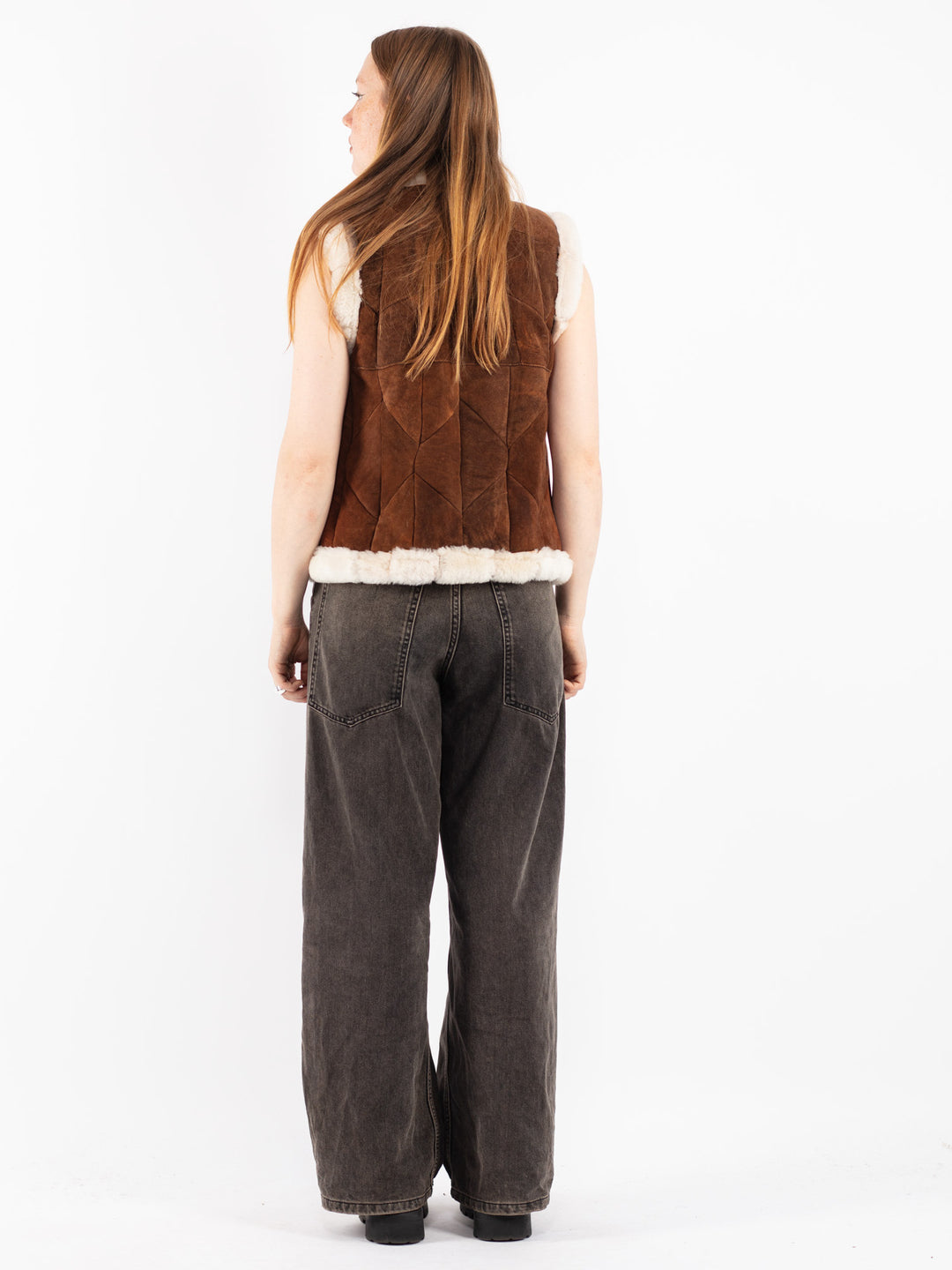 Vintage 70's Women Sheepskin Vest in Brown