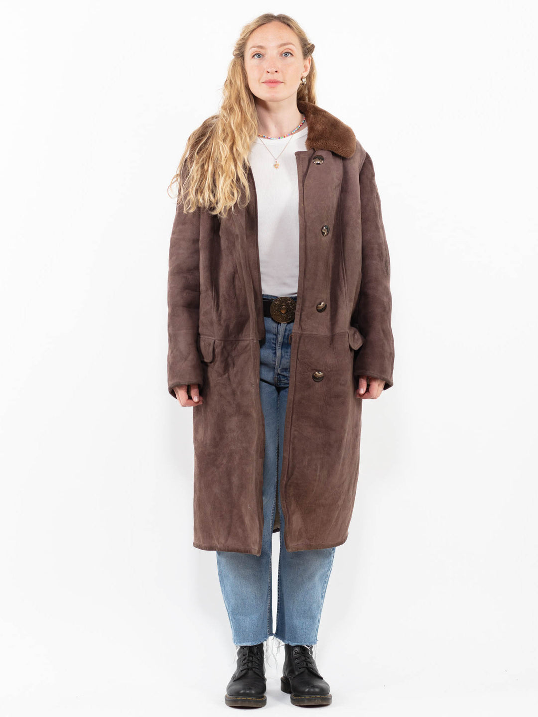 Vintage 70's Women Sheepskin Coat in BrownA0339
