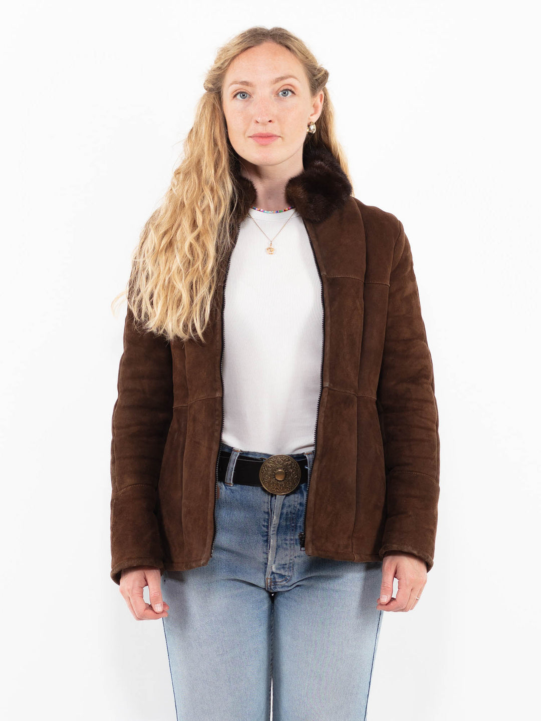 Vintage 70's Women Sheepskin Jacket in BrownA0337