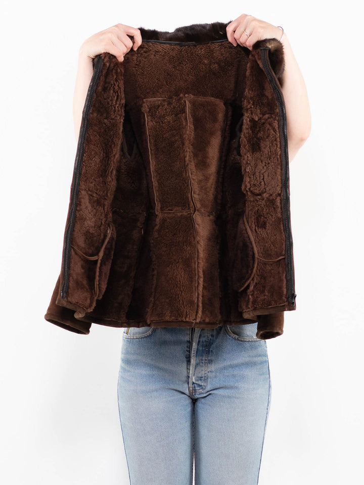 Vintage 70's Women Sheepskin Jacket in BrownA0337