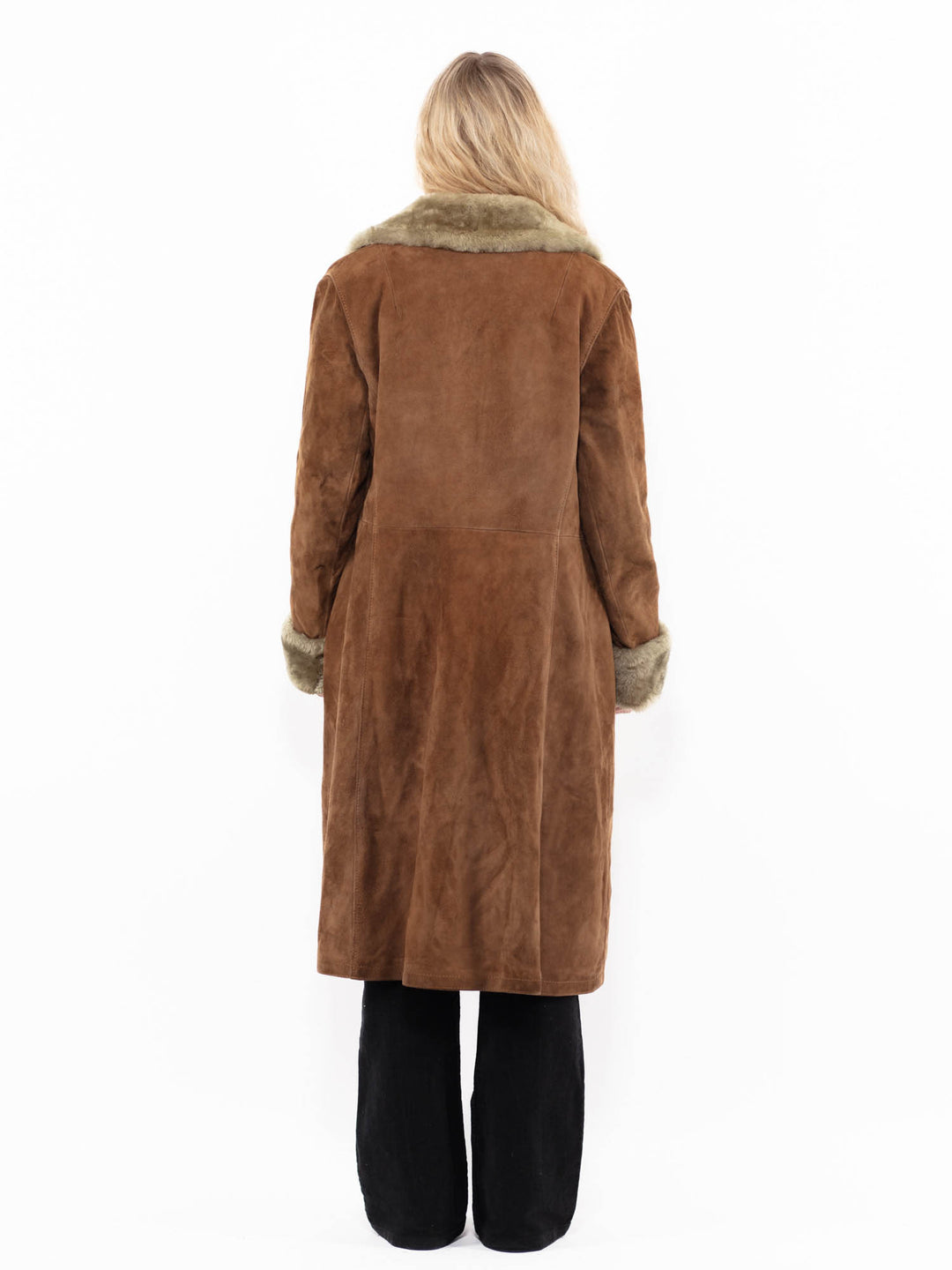 Vintage 70's Women Suede Sherpa Coat in BrownA0878