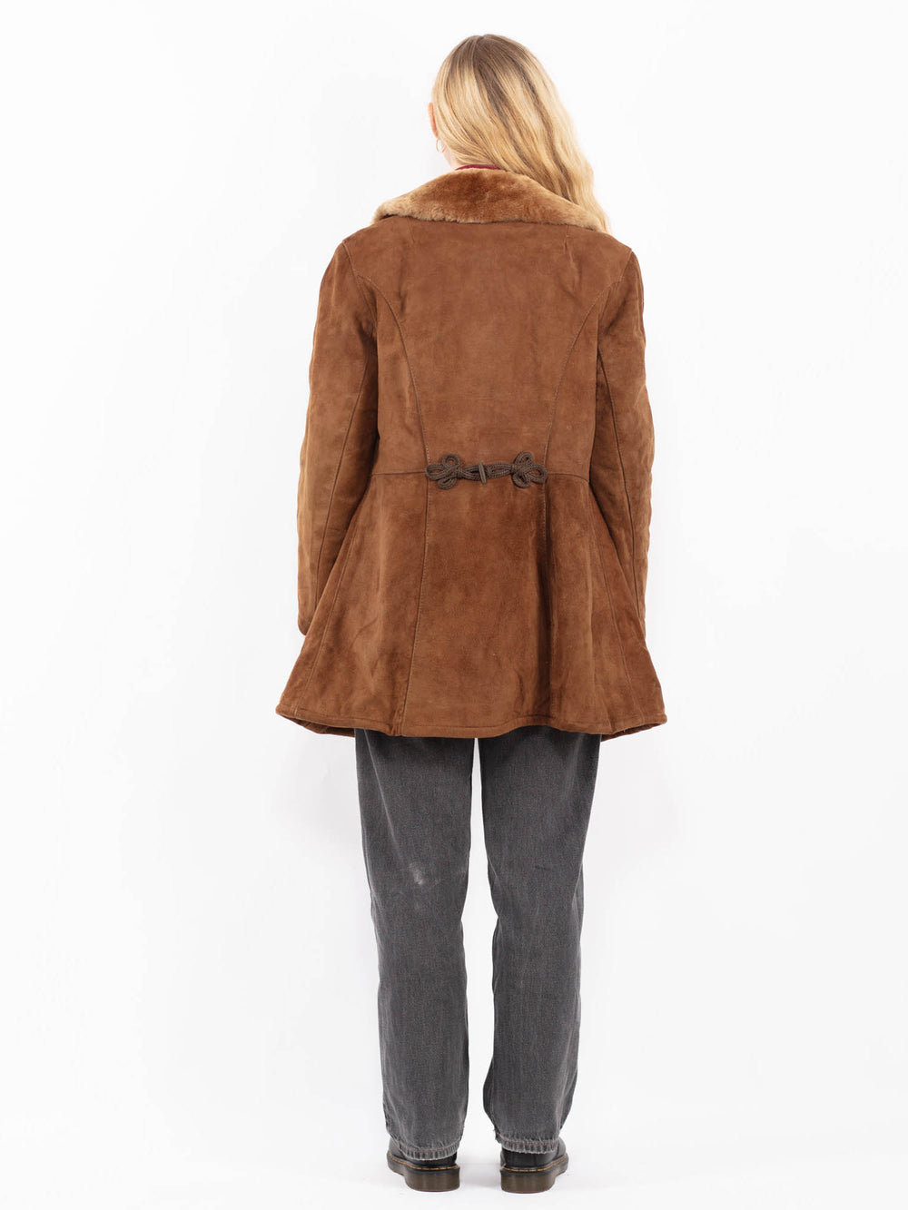 Vintage 70's Women Suede Sherpa Coat in BrownA0629
