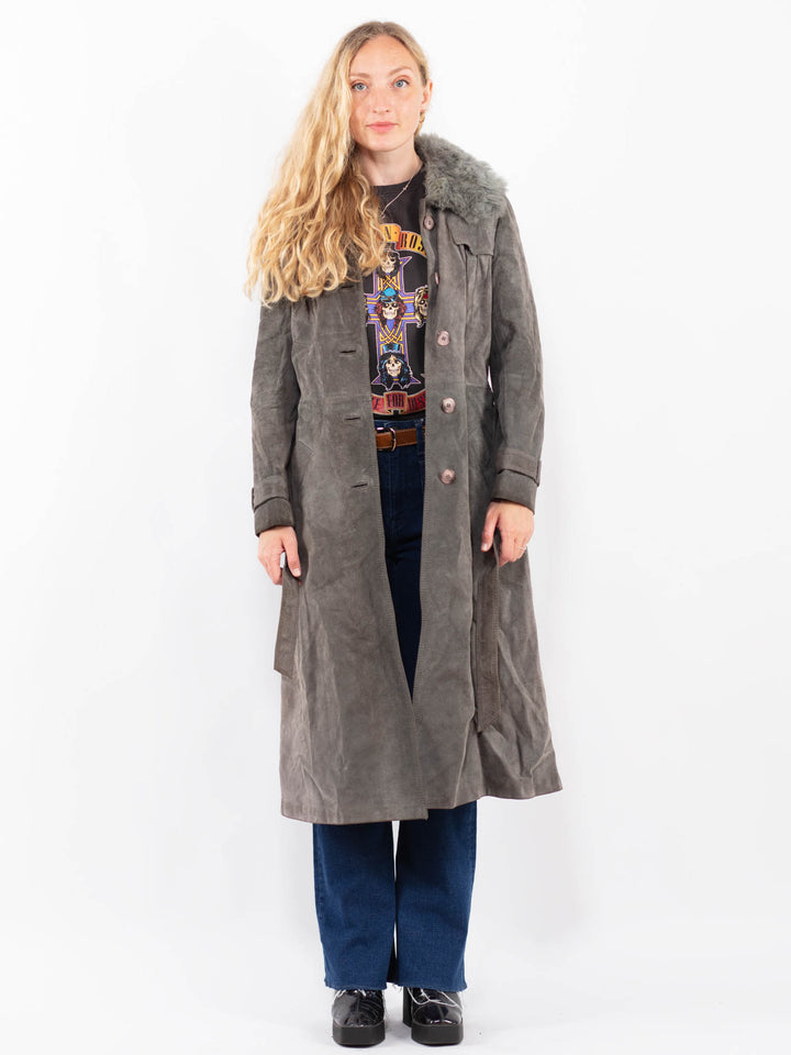 Vintage 70's Women Suede Coat in GrayA0396