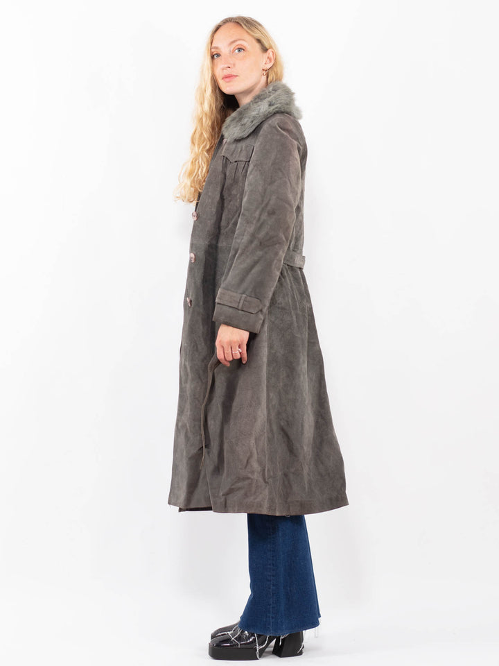 Vintage 70's Women Suede Coat in GrayA0396