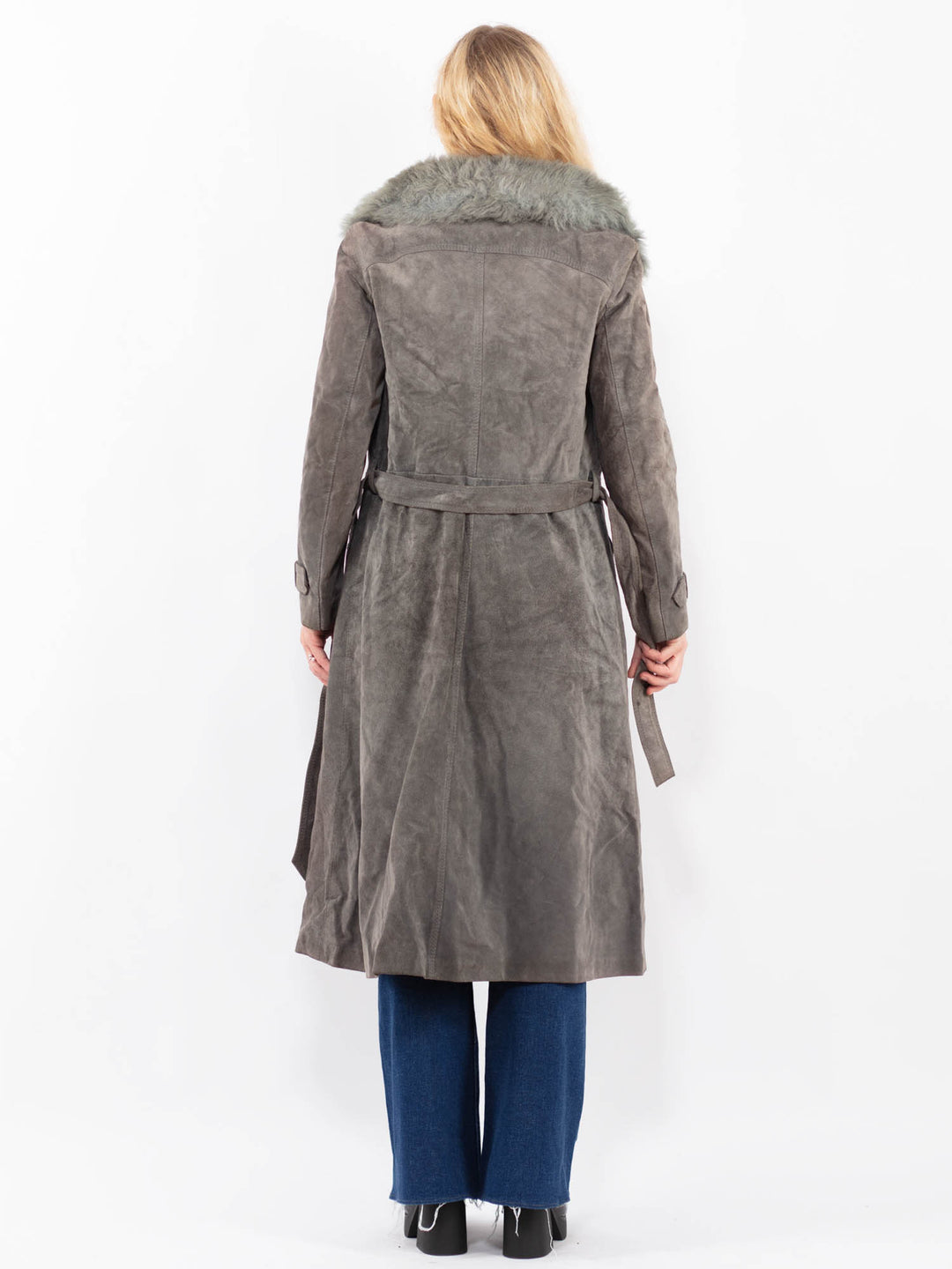 Vintage 70's Women Suede Coat in GrayA0396