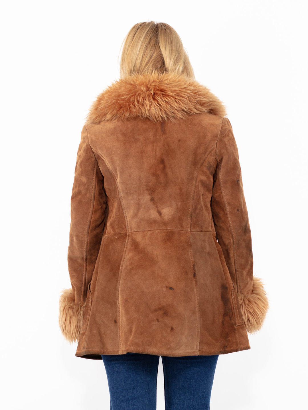 Vintage 70's Penny Lane Suede Sherpa Coat in Brown