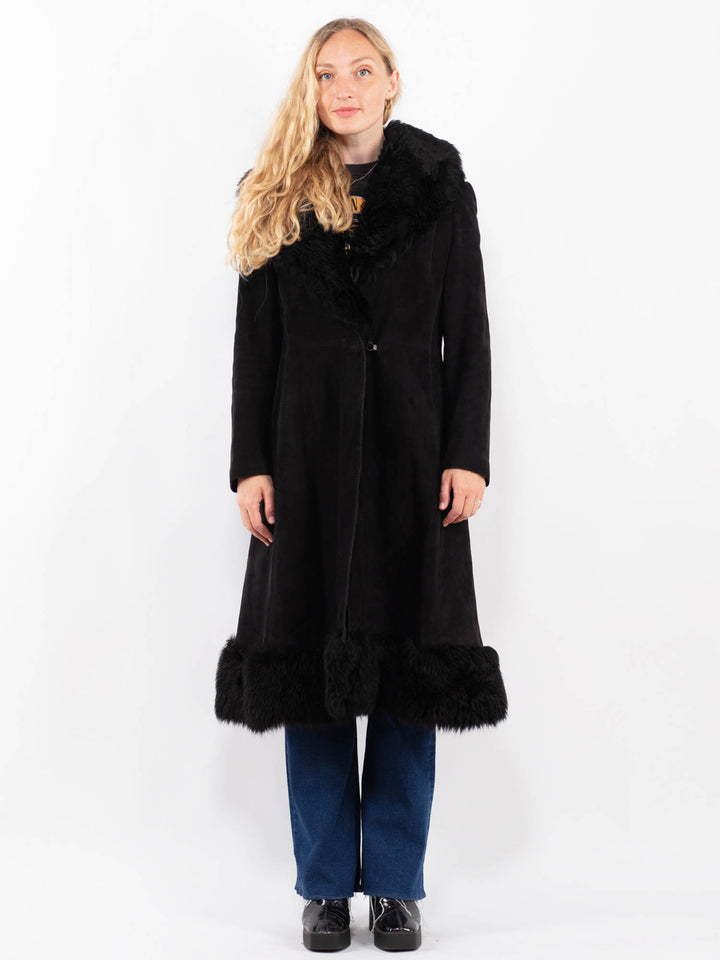 Vintage 70's Women Suede Coat in BlackA0417