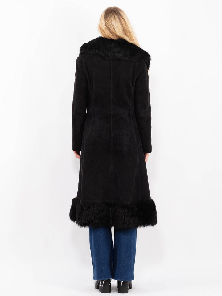 Vintage 70's Women Suede Coat in BlackA0417