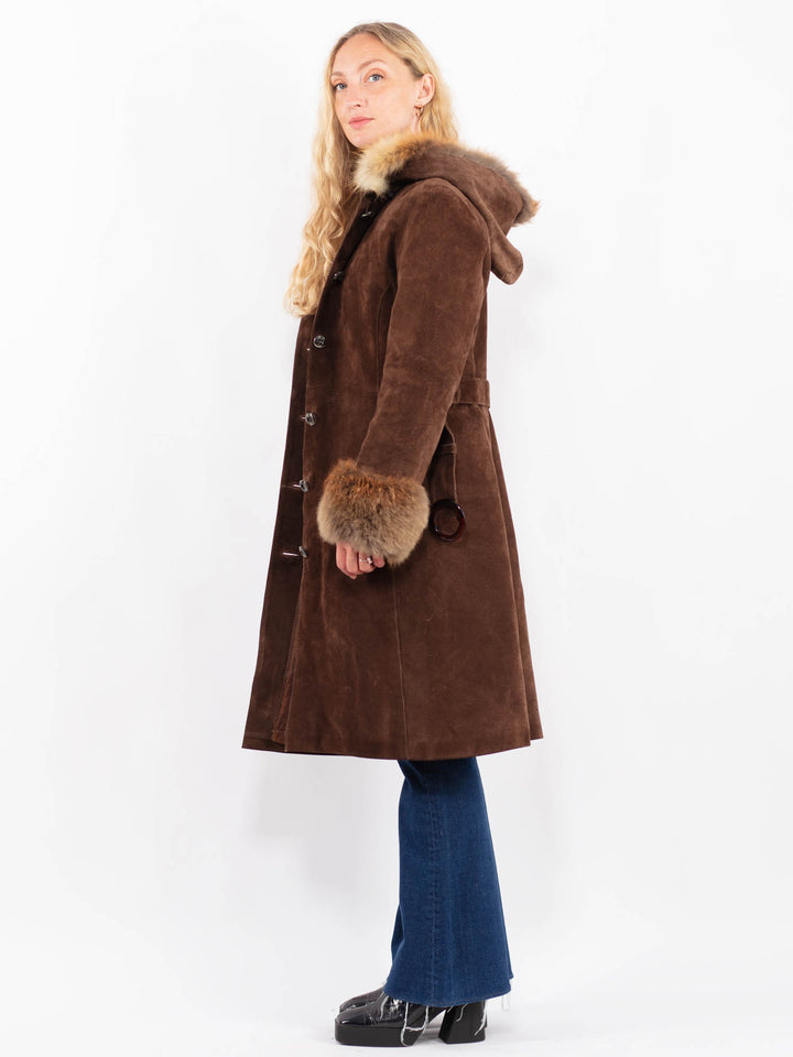 Vintage 80's Women Suede Coat in BrownA0420