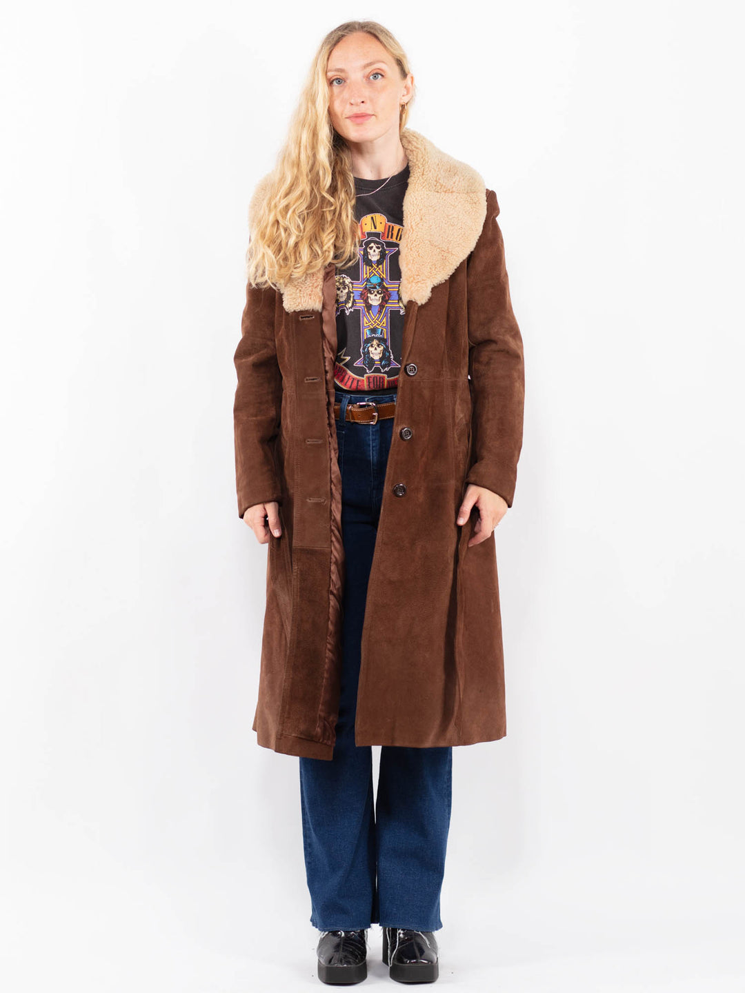 Vintage 70's Women Suede Coat in BrownA0421