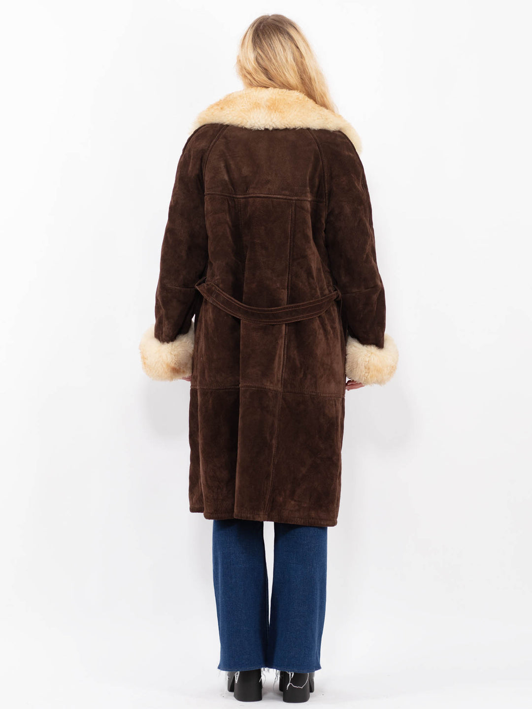 Vintage 70's Women Suede Sherpa Coat in BrownA0443