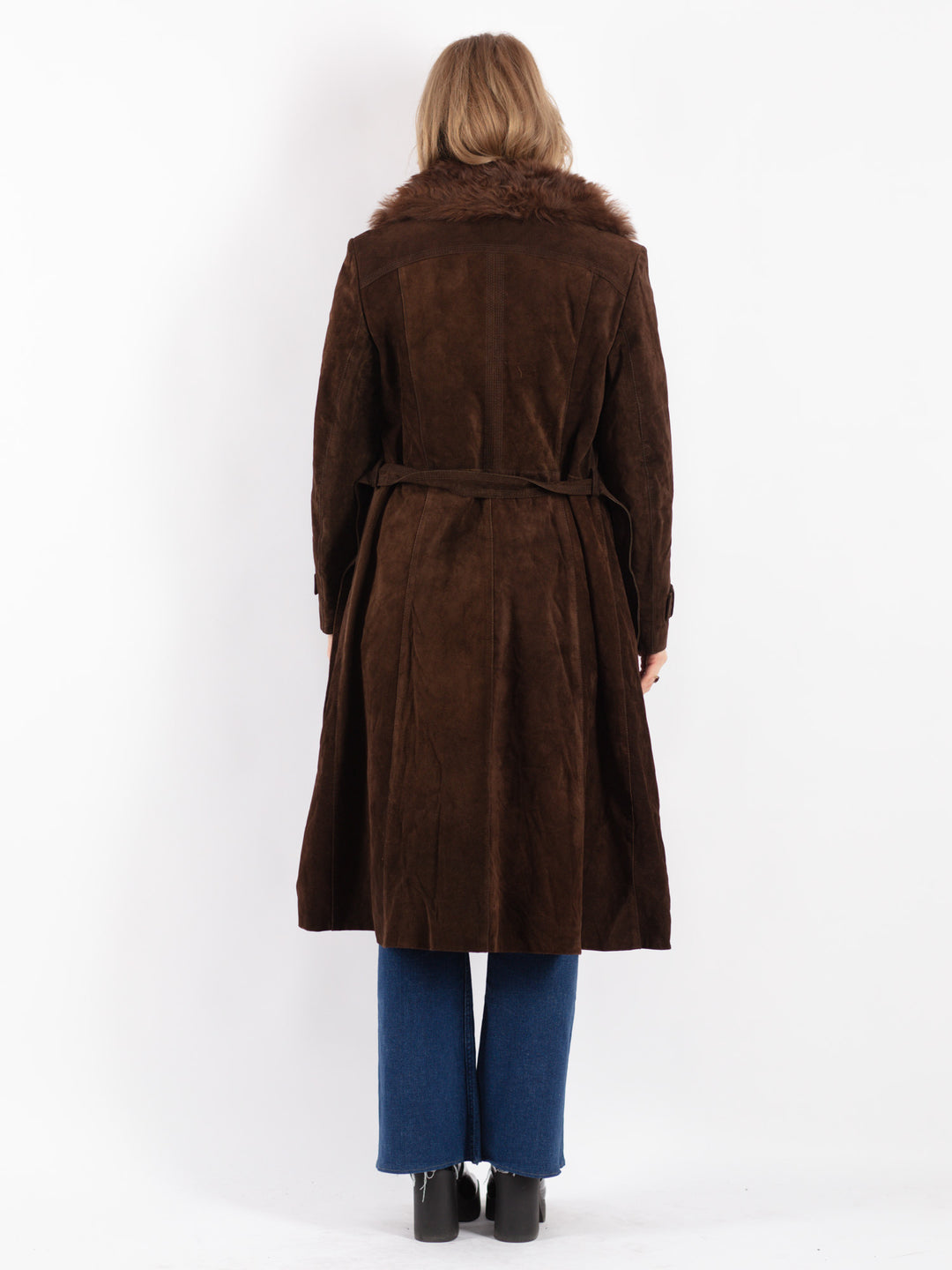 Vintage Women Suede Coat in Brown
