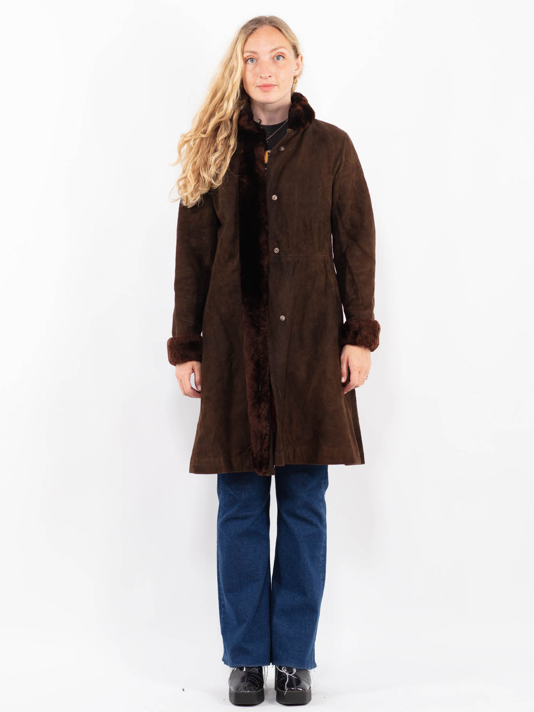 Vintage 70's Women Suede Coat in BrownA0456