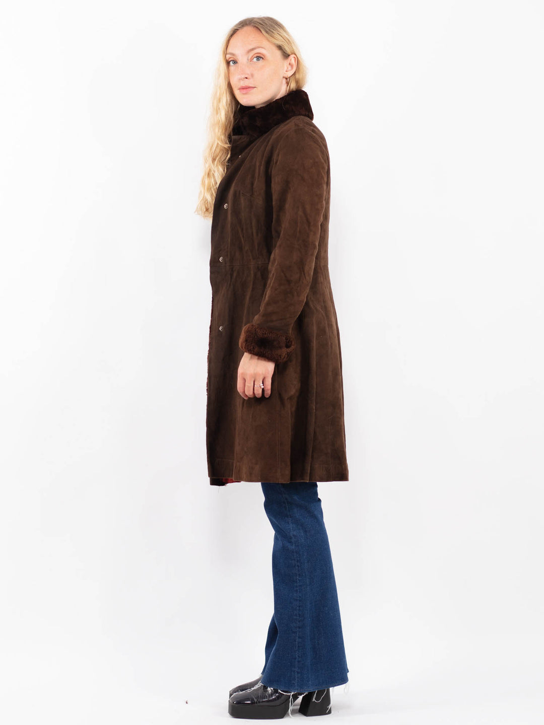 Vintage 70's Women Suede Coat in BrownA0456