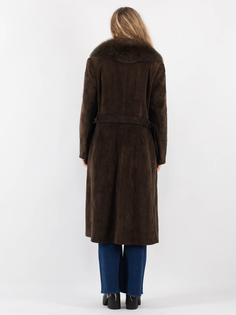 Vintage 70's Women Suede Coat in BrownV9407