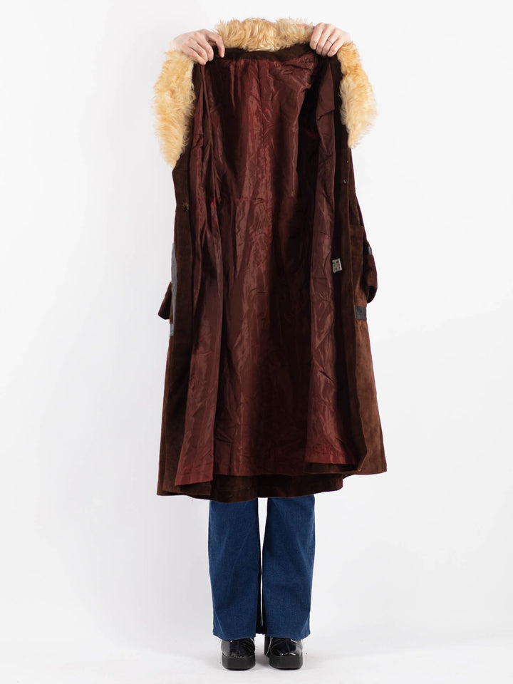 Vintage 70's Women Suede Coat in BrownV9225