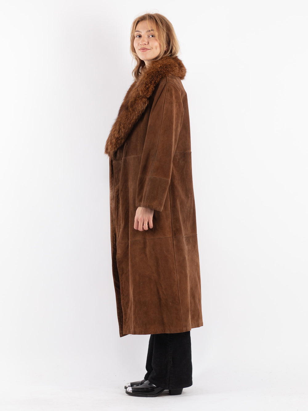Vintage 70's Women Fur Coat in Brown