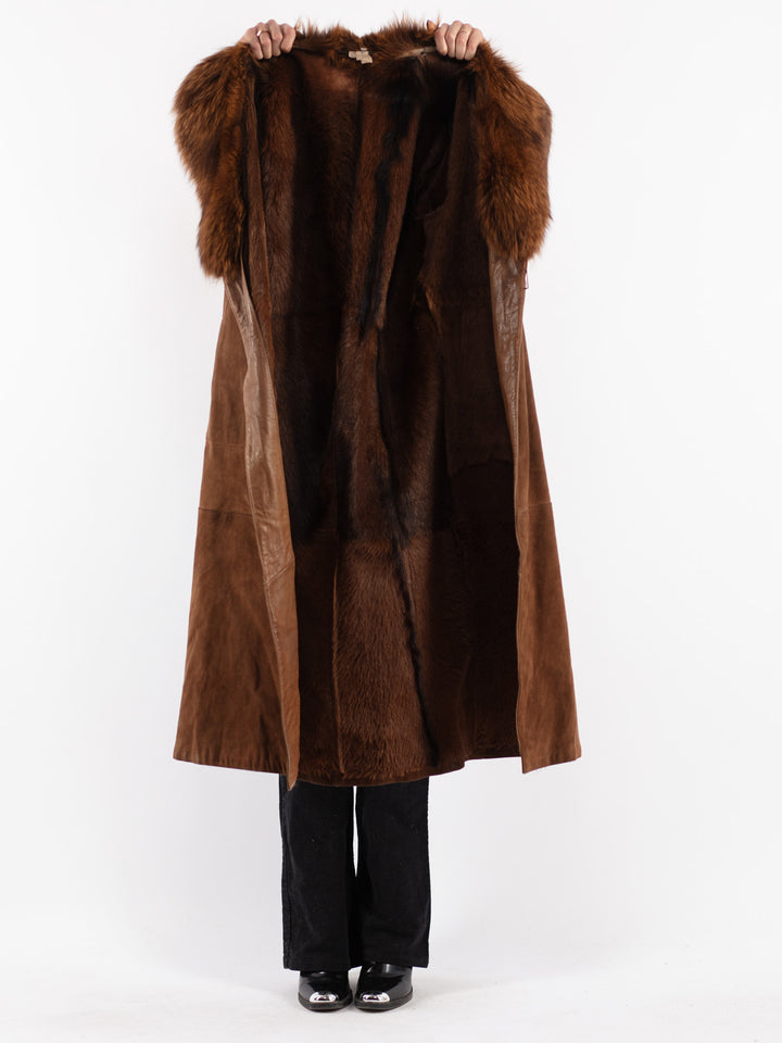 Vintage 70's Women Fur Coat in Brown
