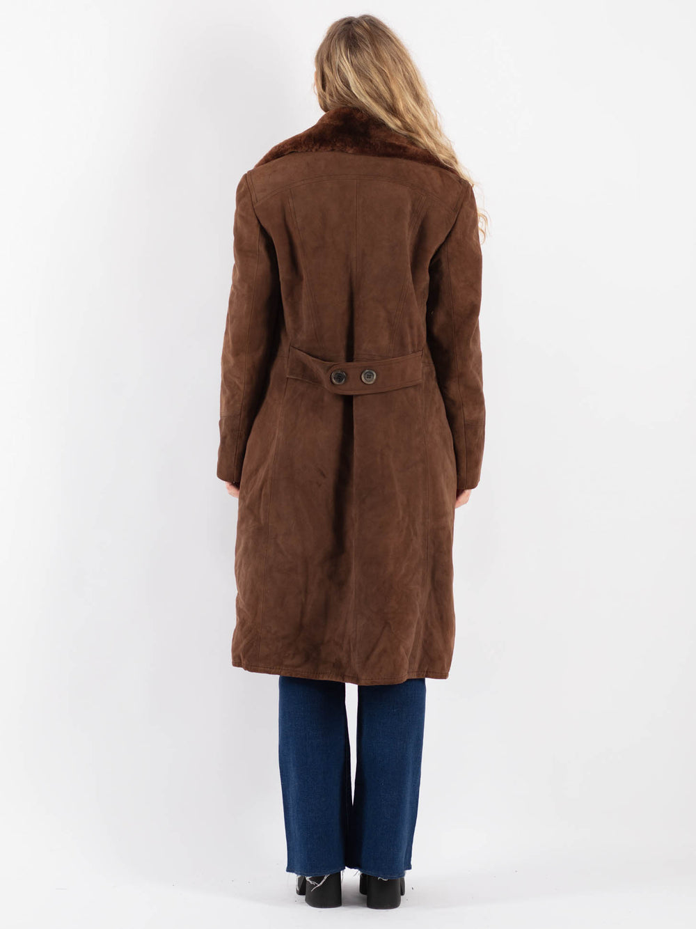 Vintage 70's Women Suede Sherpa Coat in BrownV9144