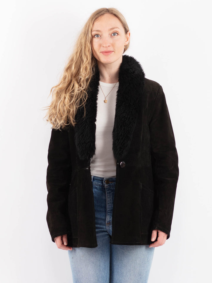 Vintage 70's Women Suede Sherpa Coat in BrownV9470