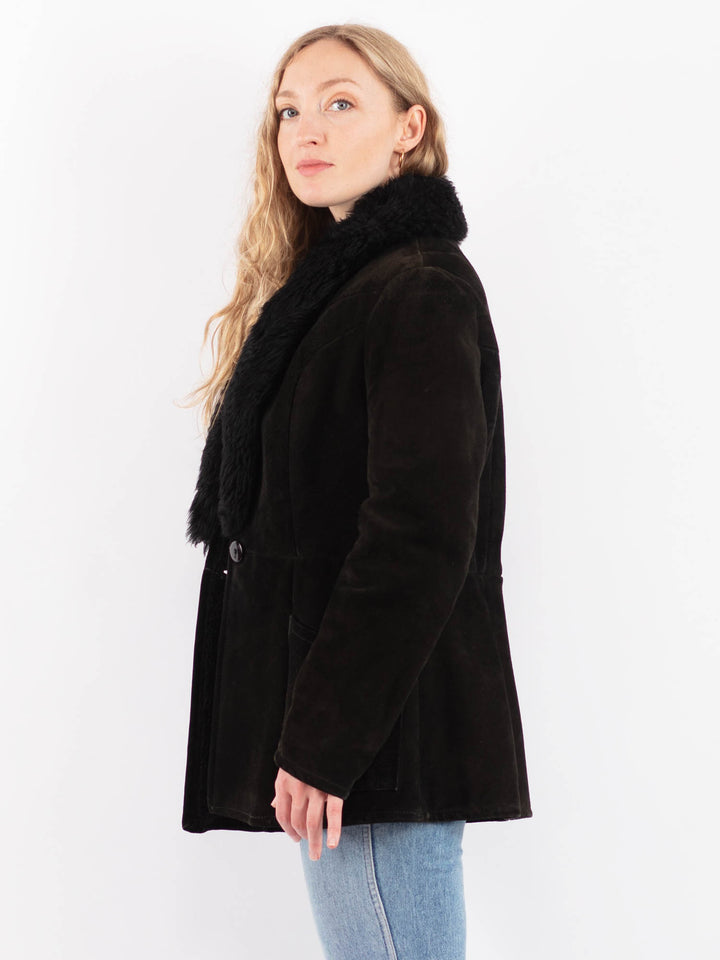 Vintage 70's Women Suede Sherpa Coat in BrownV9470