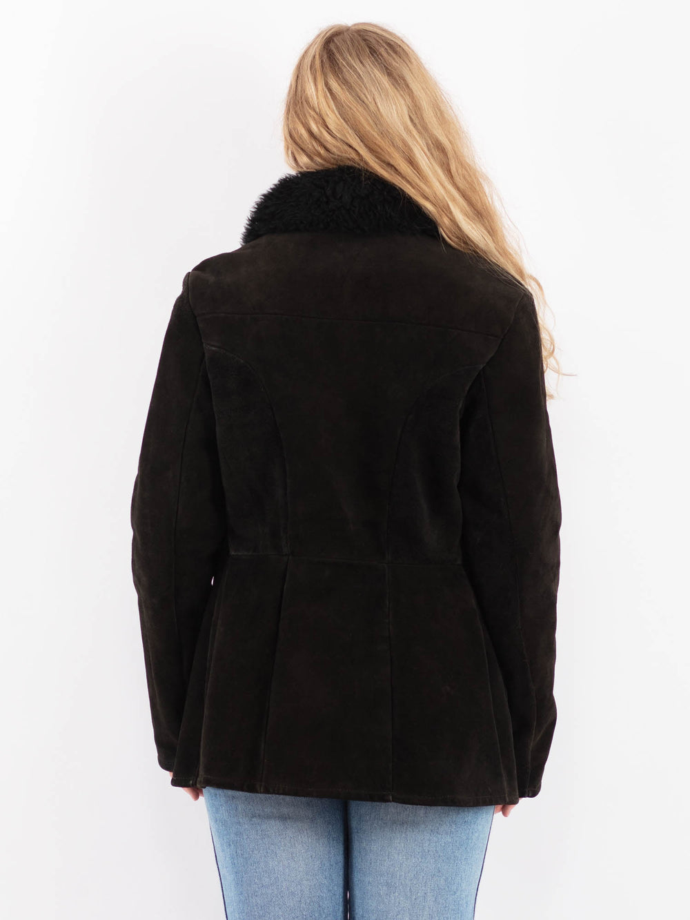 Vintage 70's Women Suede Sherpa Coat in BrownV9470