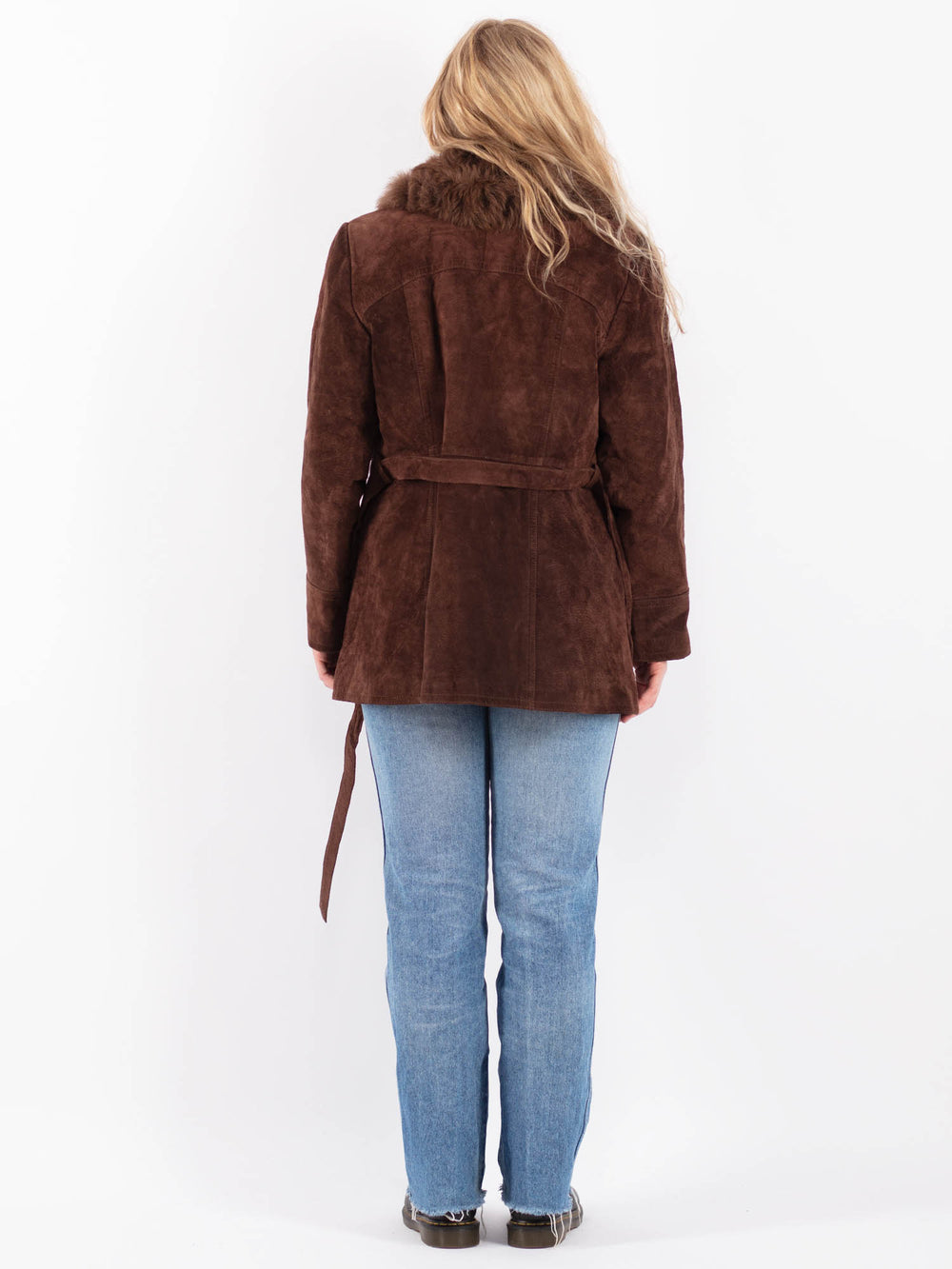 Vintage 70's Women Suede Sherpa Coat in BrownV9488