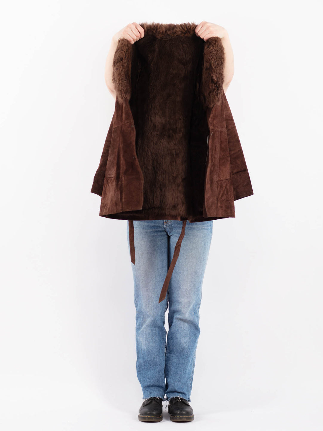 Vintage 70's Women Suede Sherpa Coat in BrownV9488