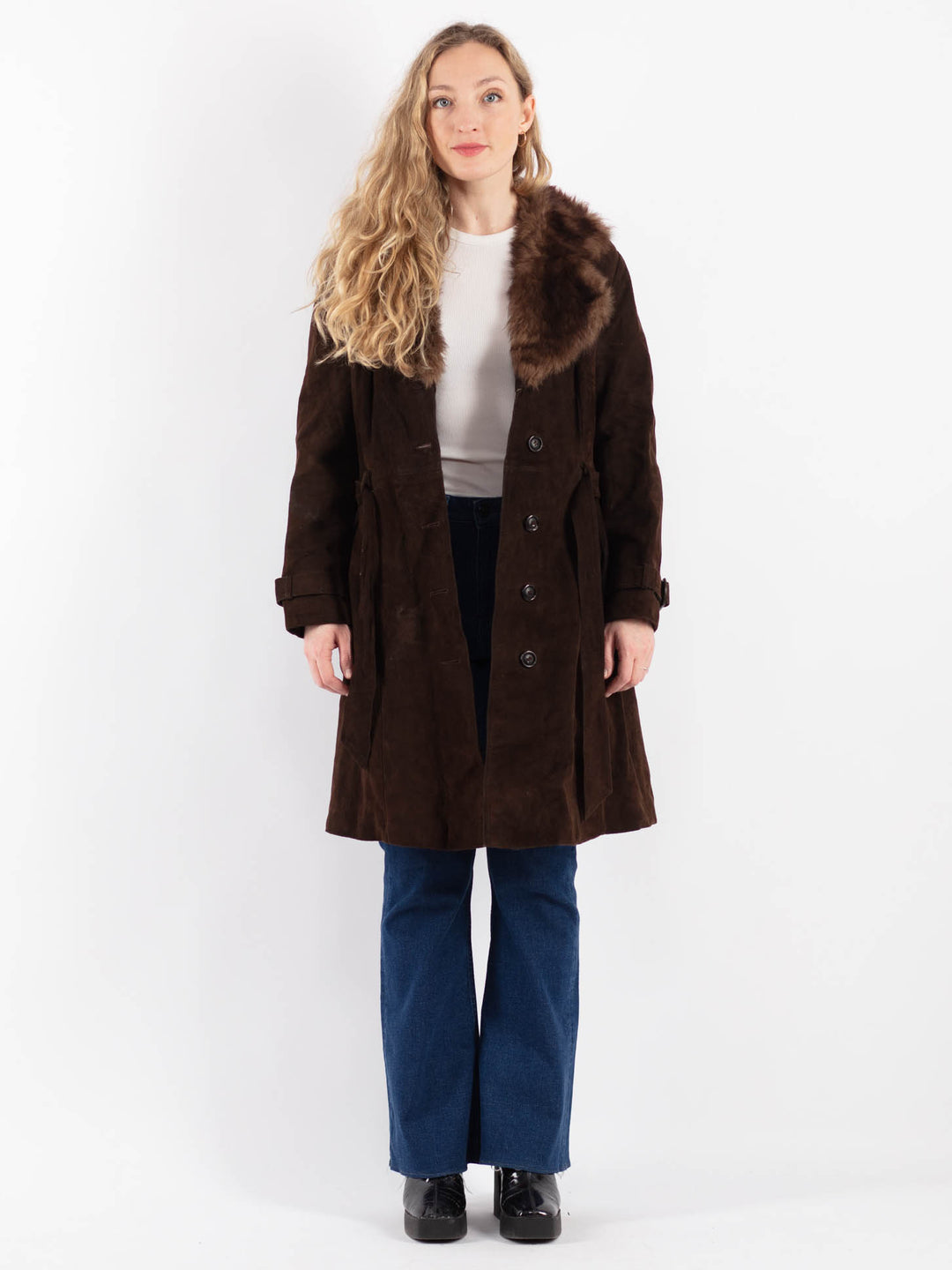 Vintage 70's Women Suede Sherpa in BrownV9181