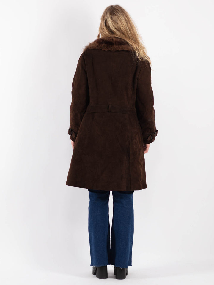 Vintage 70's Women Suede Sherpa in BrownV9181