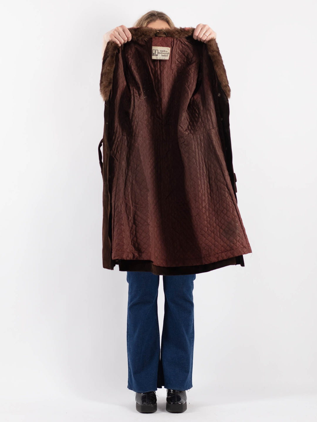 Vintage 70's Women Suede Sherpa in BrownV9181