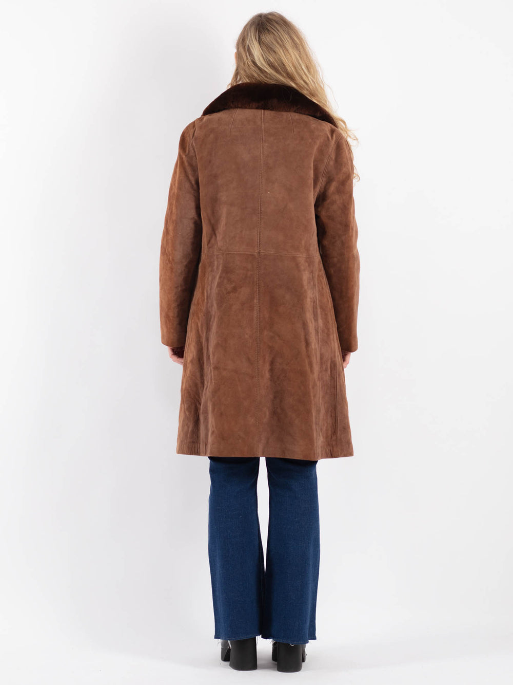 Vintage 70's Women Suede Sherpa Coat in BrownV9187