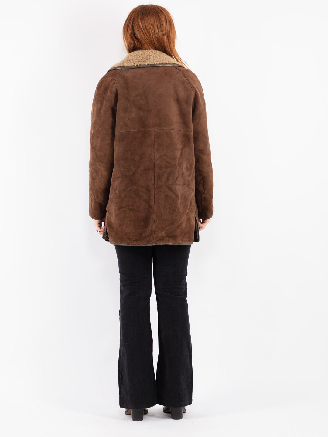 Vintage 70's Women Suede Sherpa Coat in Brown