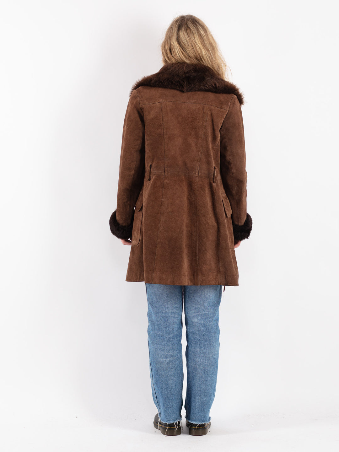 Vintage 70's Women Suede Sherpa Coat in Brown