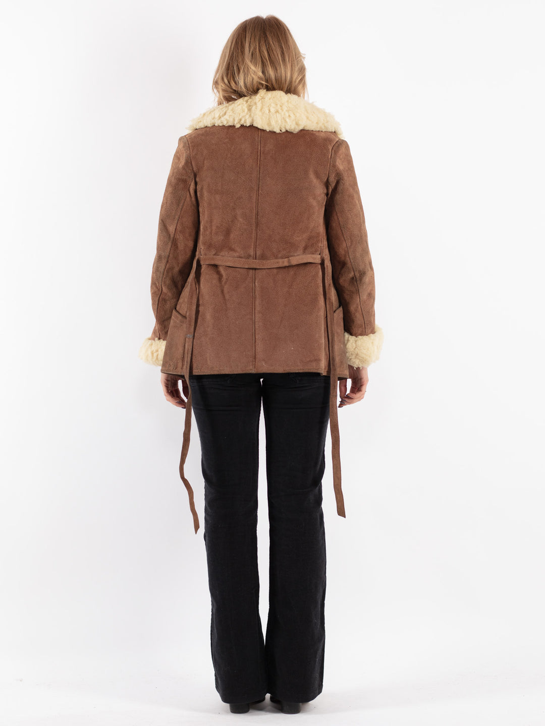 Vintage 70's Women Suede Sherpa Coat in Brown
