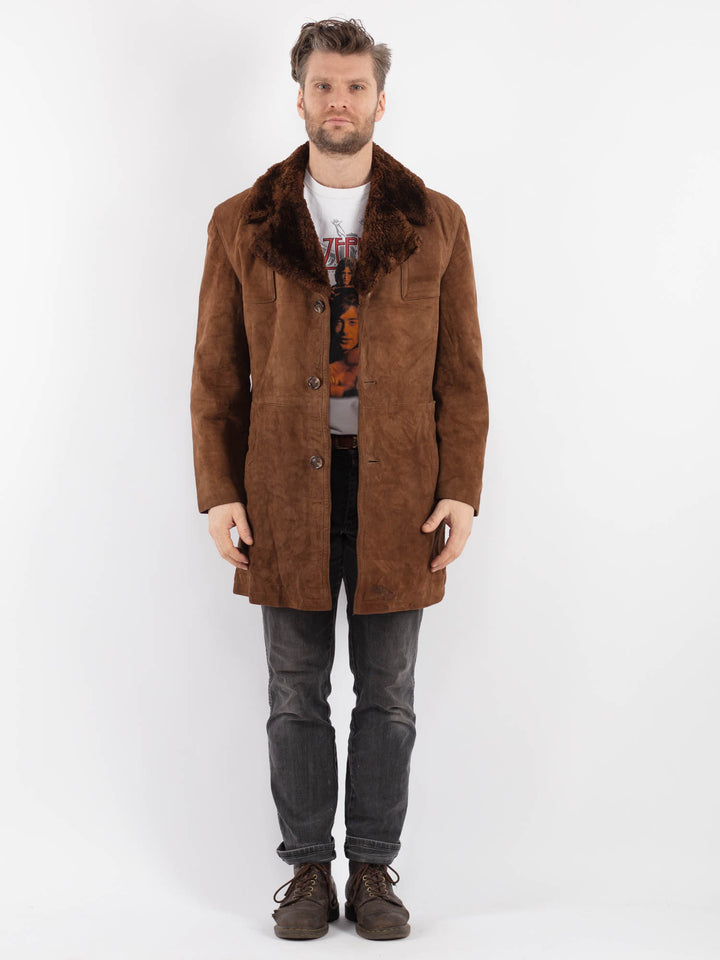 Vintage 70's Men Suede Sherpa Coat in BrownZ624