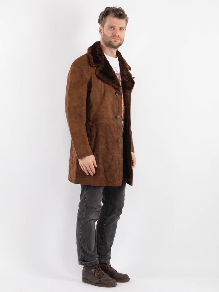 Vintage 70's Men Suede Sherpa Coat in BrownZ624